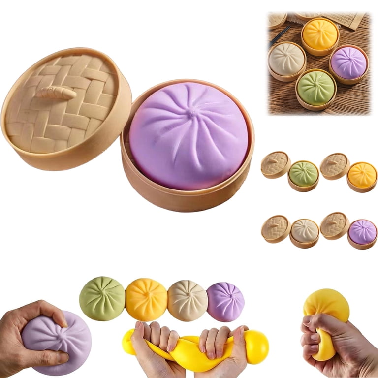 Viral Mystery Dumpling Squishy – Surprise Color Stress Toy in Steamer Box