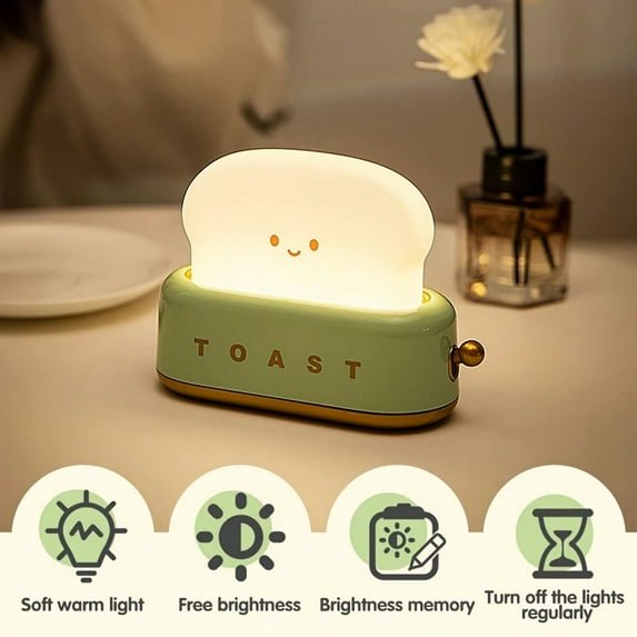 Cute Toaster Night Lamp – Aesthetic Room Decor LED Night Light